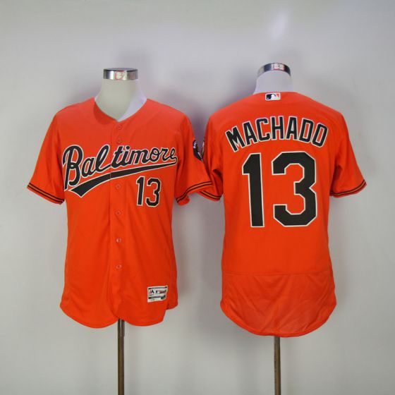 Men Baltimore Orioles #13 Manny Machado Orange Elite MLB Jerseys